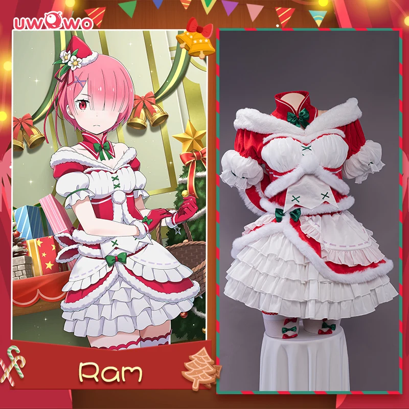 【In Stock】Uwowo Game Re: Zero Lost in Memories Ram Christmas Ver. Cosplay Costume - Image 3