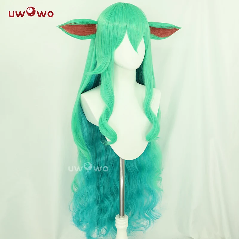 Uwowo Game Star Series Cosplay Wig Long Green Hair With Ears - Image 2