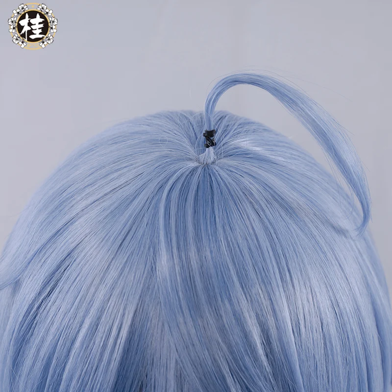 Uwowo Genshin Impact Cosplay Ganyu Plenilune Gaze Cosplay Wig 90cm Blue Wavy Hair - Image 2