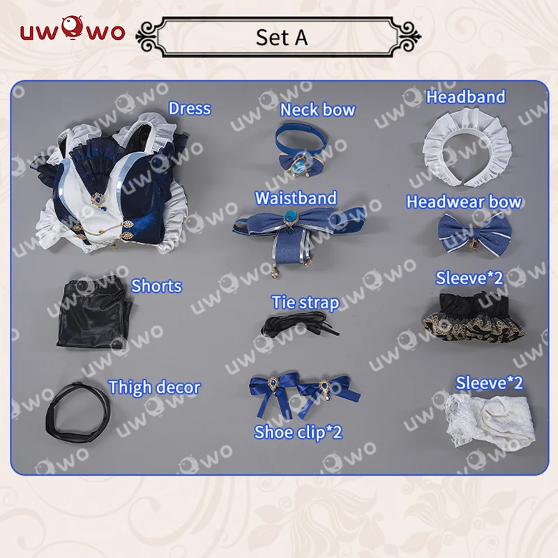 INSTOCK S-3XL Uwowo Genshin Impact Fanart Furina Focalors Hydro Archon Maid Cosplay Costume - Image 8