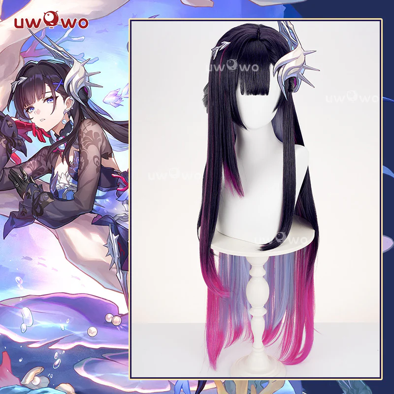 Uwowo Honkai Star Rail Hysilens Cosplay Wig Long Black And Pink Hair