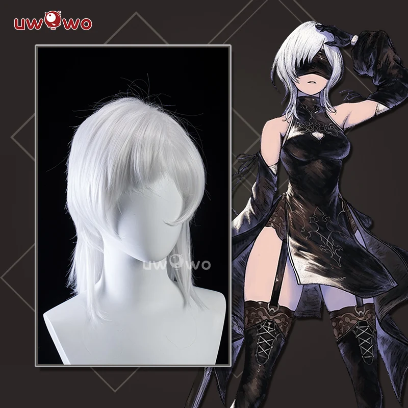 INSTOCK Uwowo NieR Reincarnation 10H YoRHa Sentinel Savior Cosplay Wig Middle Silver Hair