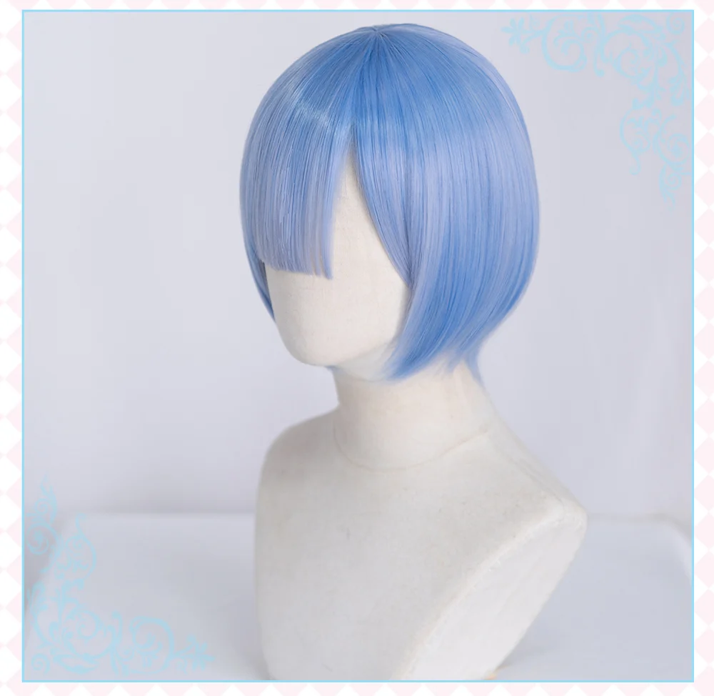 UWOWO Re:Life in a different world from zero Rem Ram Cosplay wig 30cm pink/blue - Image 3