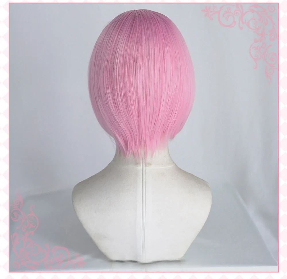 UWOWO Re:Life in a different world from zero Rem Ram Cosplay wig 30cm pink/blue - Image 4