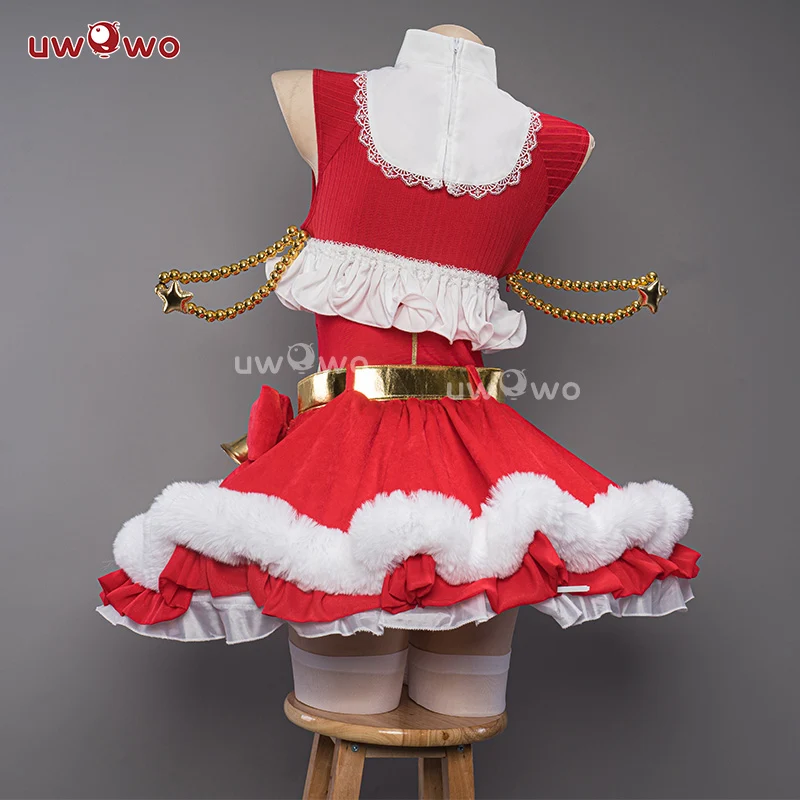 [Clearance Sale]【In Stock】Uwowo V Singer Christmas 2023 Cosplay Costume Red Dress - Image 3