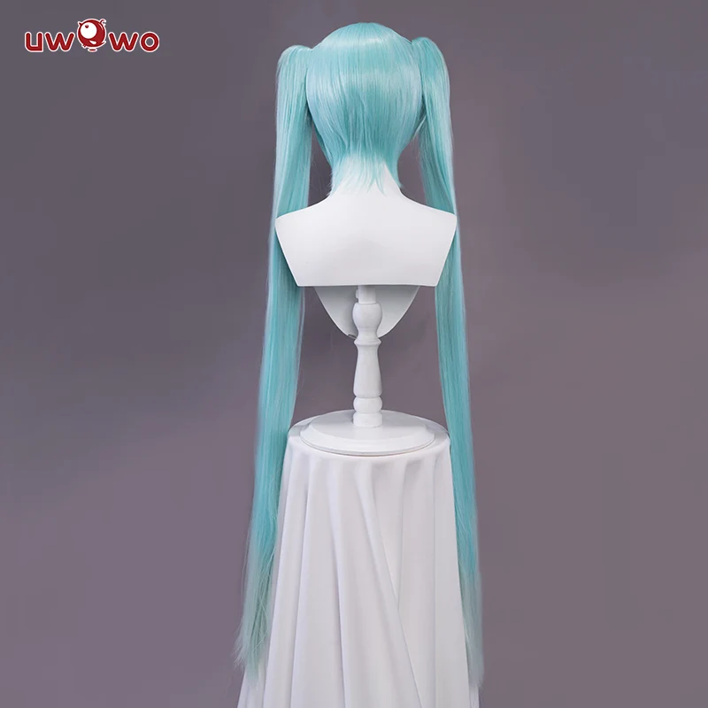 Uwowo V Singer Cosplay Wig 110cm Aqua green Double Ponytail Hair - Image 2